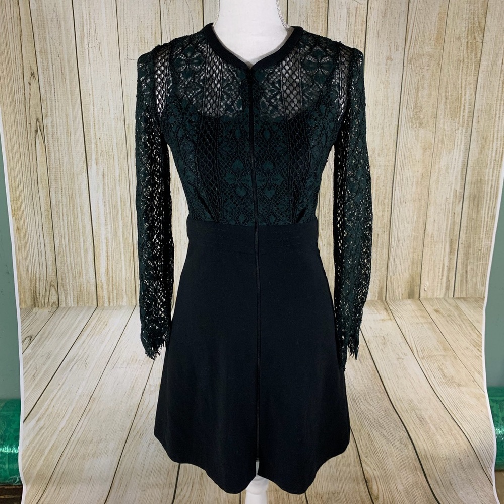 Sandro Black and Green Lace Dress